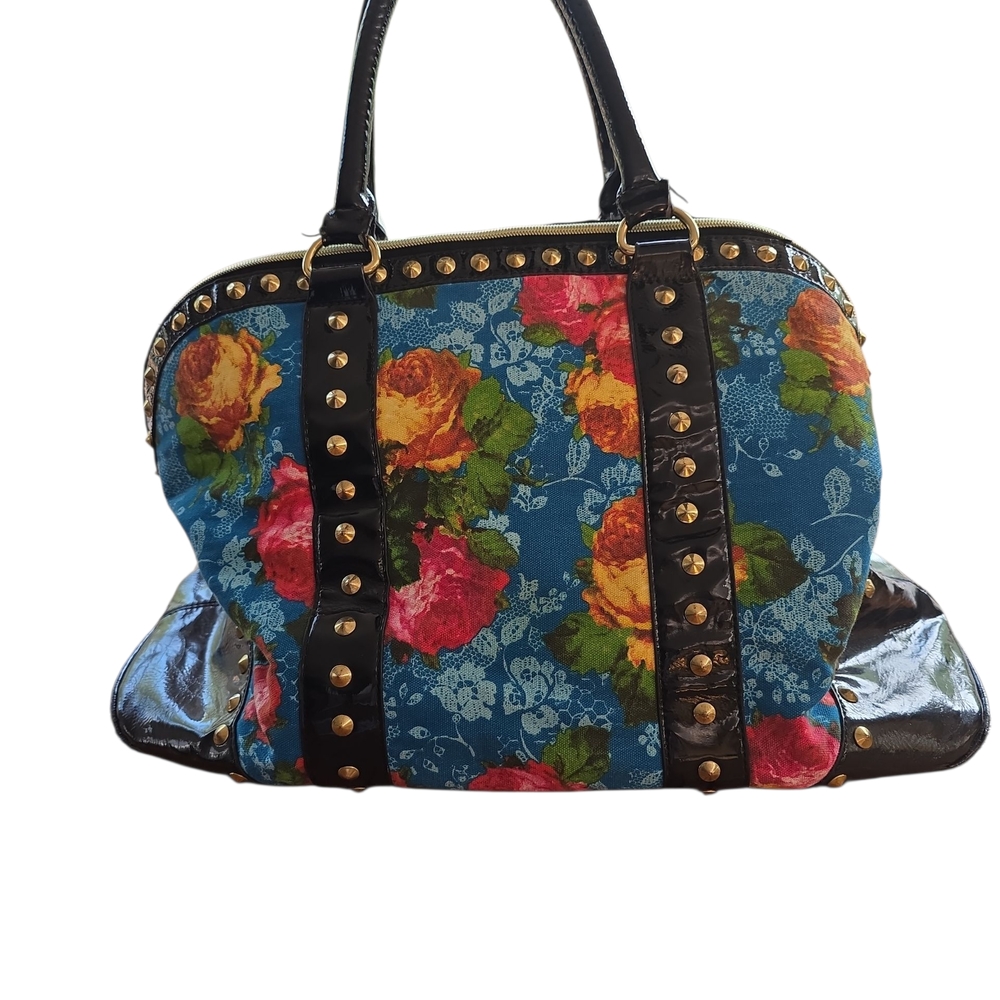 Betsey Johnson Floral Blue and Black Shoulder Bag - Picture 2 of 9